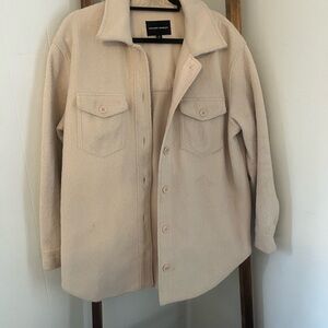 Women's Cream Hilary Radley Teddy Shacket Size Large